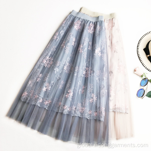 Women Pleated Gauze Skirt Women Gauze Skirt Ladies Bubble Embroidery Skirt Supplier